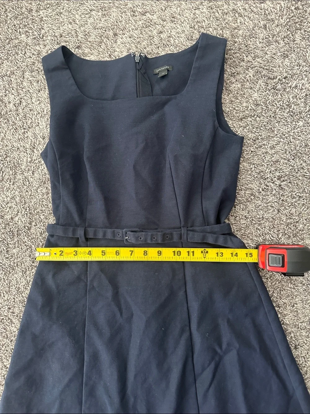 Ann Taylor Navy Sleeveless Belted Midi Dress - Picture 6 of 6